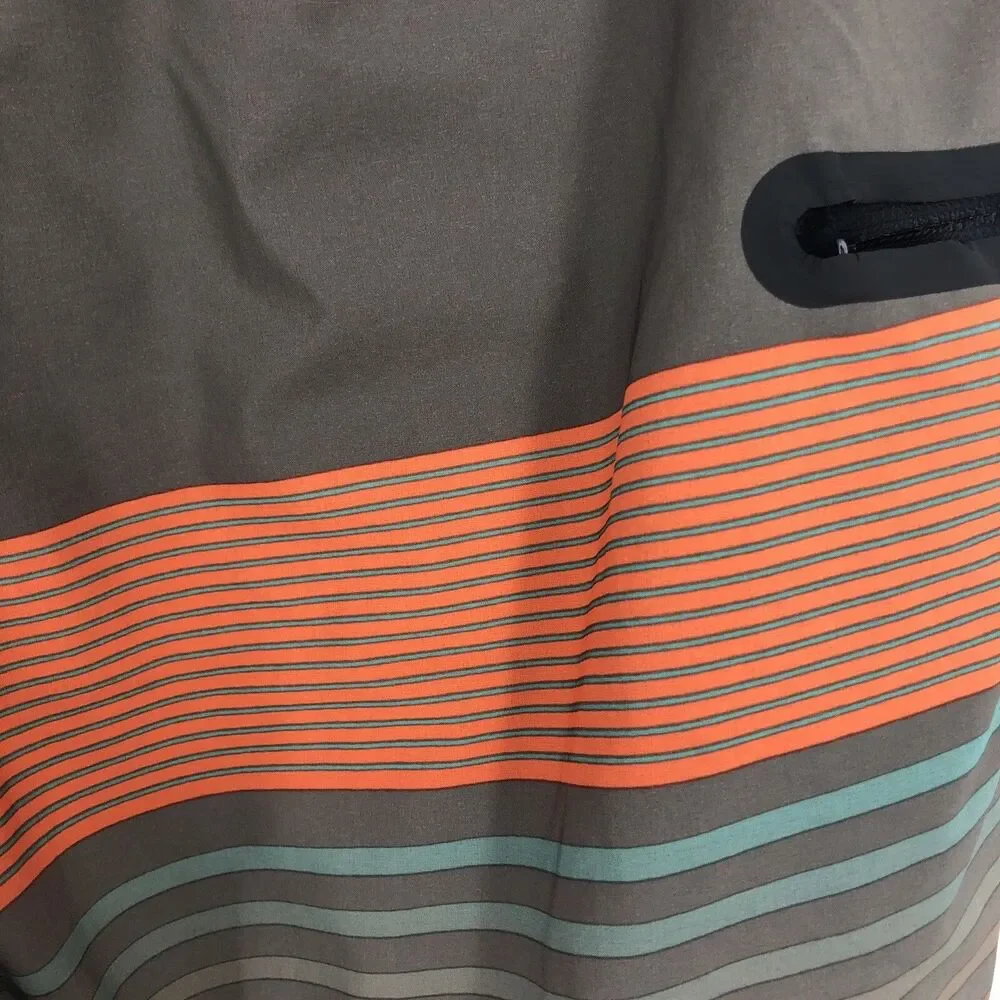 Quiksilver Swim Trunks Green Orange Ombre Striped Zip Pocket Board Shorts 34